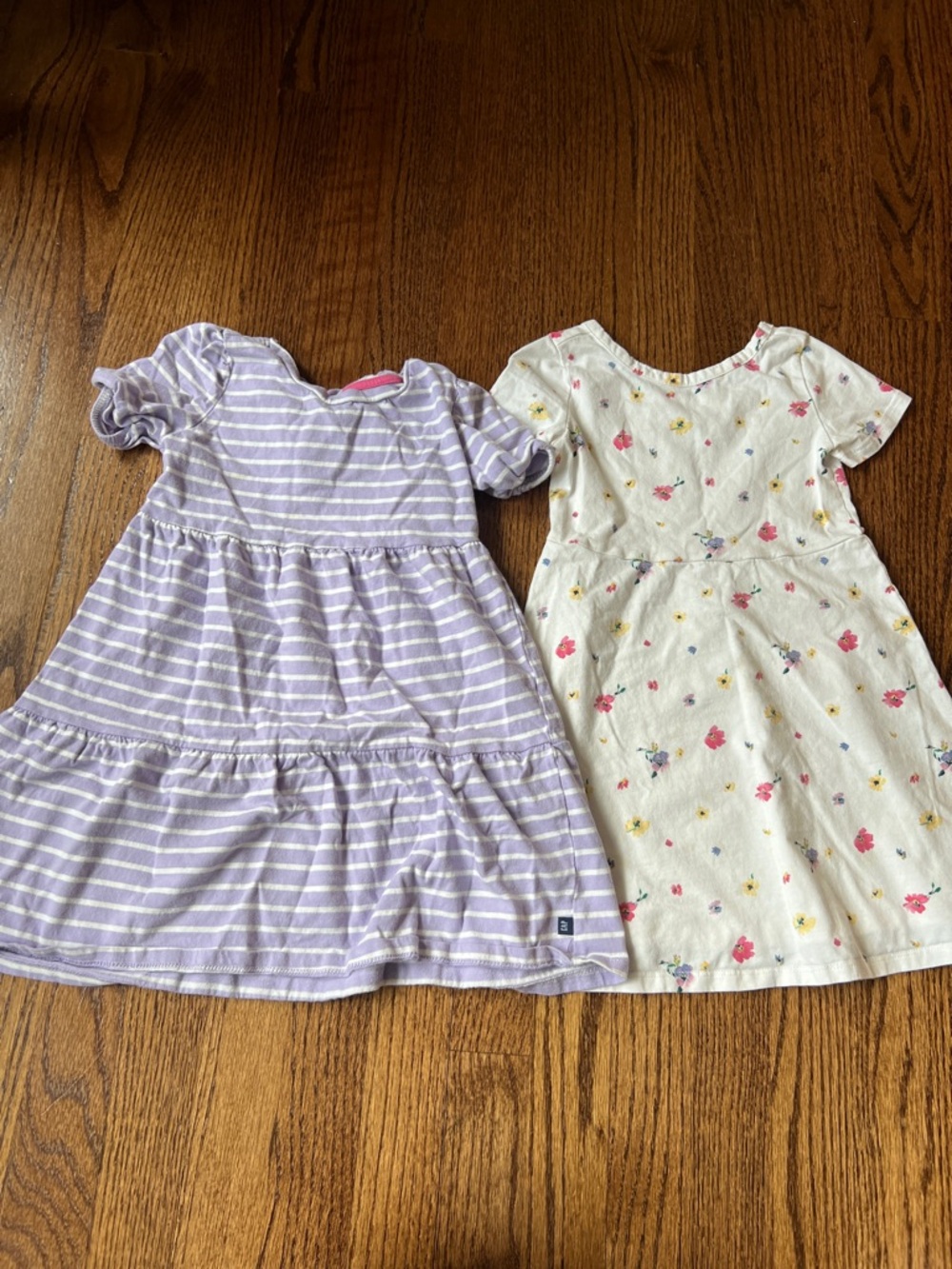 GAP Lavender Striped Tiered Dress and White Dress with Flowers